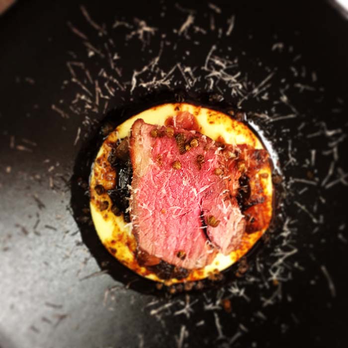 Rump of lamb parmesan mash potato caponata and anchovy butter2